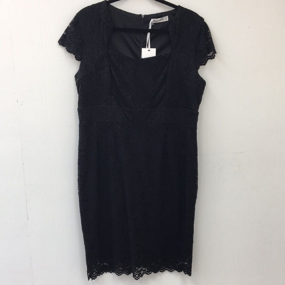 Grace Karin Lace Appliqué Women’s Black Midi Dress Size 2XL NEW With Tags